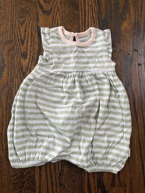 Burt's Bees Baby Green & White Striped Romper